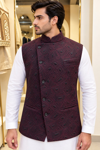 Men burgundy geometric - men's,